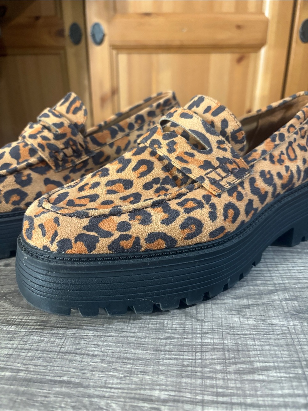 ASOS MEN Leopard Print Platform Loafers - Chunky Black Sole - Picture 3 of 12